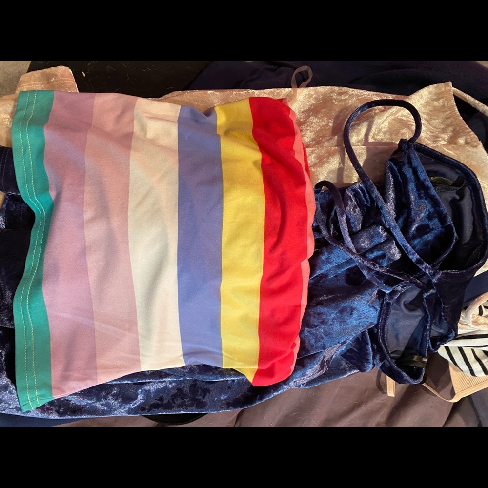 colorful striped tube top